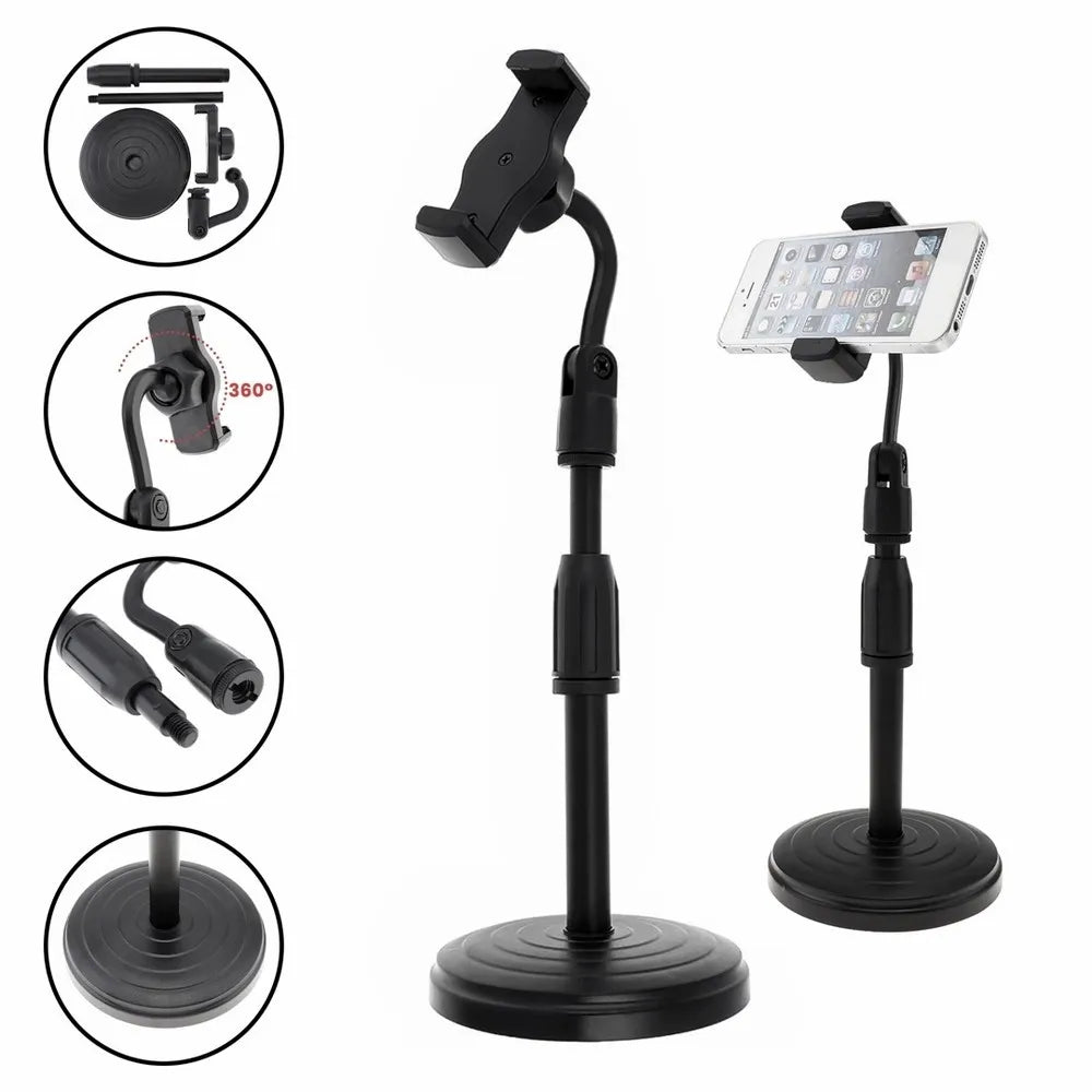 Suporte Tripe de Celular Com Base De Mesa Ajustavel Angulo 360º