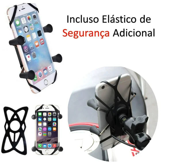 Suporte De celular para Moto Motocicleta com Carregador Usb Gps Articulado Pinca Aranha Aluminio
