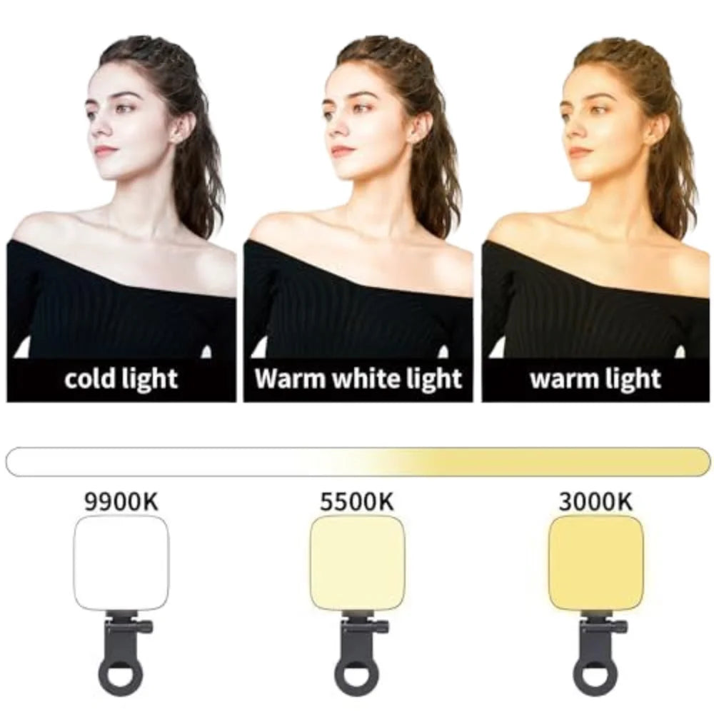 LED Selfie Light with White Shades | Clip for Mobile Phone and Notebook