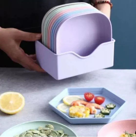 10 Dishes Set Set With Base Reusable Pure Plastics-Neverdie Store