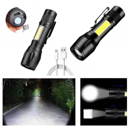 NEVERDIE-Mini Lanterna Militar Tática Com Led Forte E Zoom p/ regular Alcance Recarrega via USB-ENVIO IMEDIATO PARA TODO BRASIL