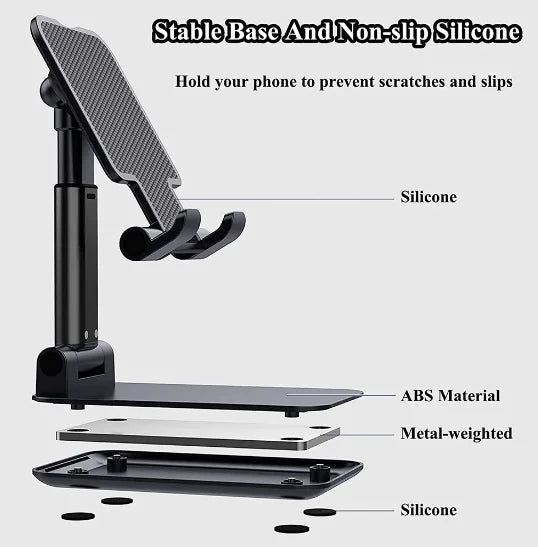 Suporte Para Celular e Tablet Dobrável Portátil Ajustável Apoio Mesa
