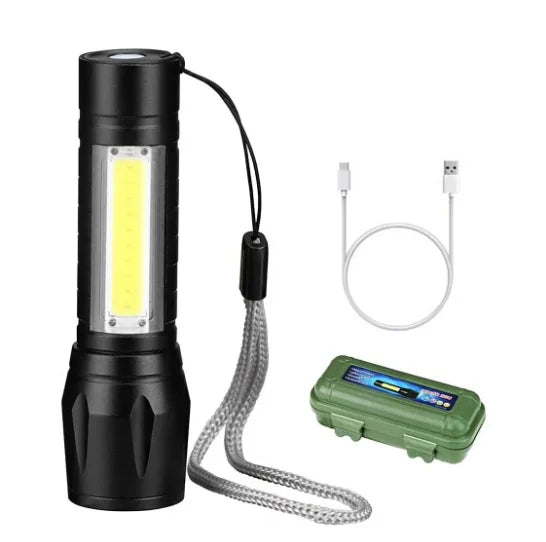 NEVERDIE-Mini Lanterna Militar Tática Com Led Forte E Zoom p/ regular Alcance Recarrega via USB-ENVIO IMEDIATO PARA TODO BRASIL