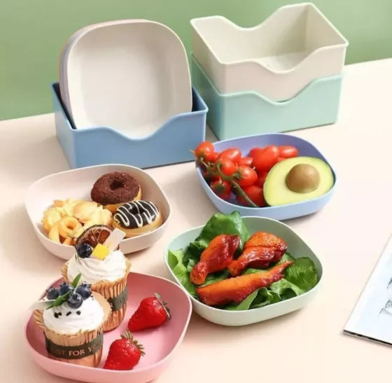 10 Dishes Set Set With Base Reusable Pure Plastics-Neverdie Store