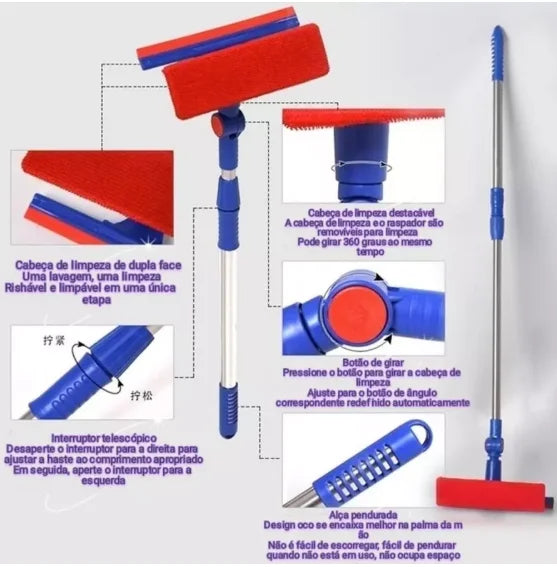 Multi-Purpose Magic Mop Extendable 2-in-1 Sponge for Cleaning Mirrors, Glass, Tiles, Windows, and Cars-Neverdie Store