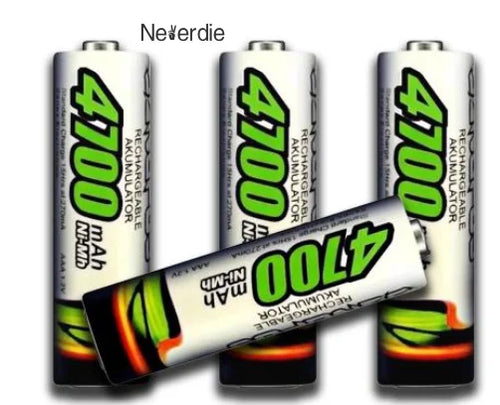4 AA Rechargeable 4700mAh Battery-Neverdie Store