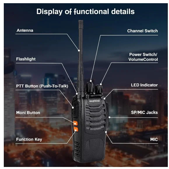 Kit 2 Radio Comunicator Walk Talk Baofeng 777s with 16 Channels 12Km Range 2 Two Pcs-Neverdie Store