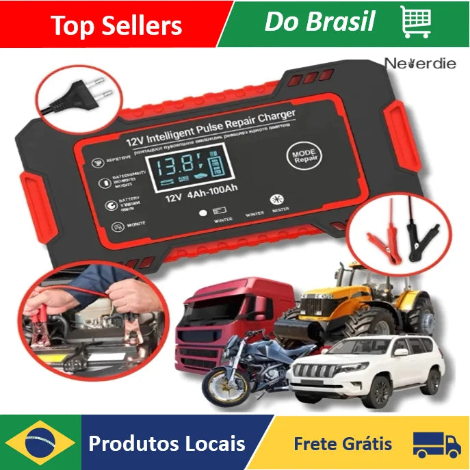 12V Smart Car Battery Charger with Digital Display Automatic Power Repair Puls - Neverdie Store