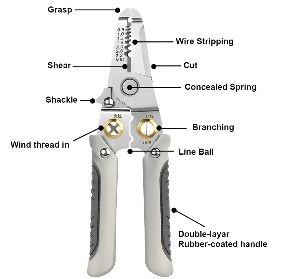 Multifunctional Wire Stripper Repair Tool Stripper Crimper Cable Cutter Stripper Crimping Pliers-Neverdie store