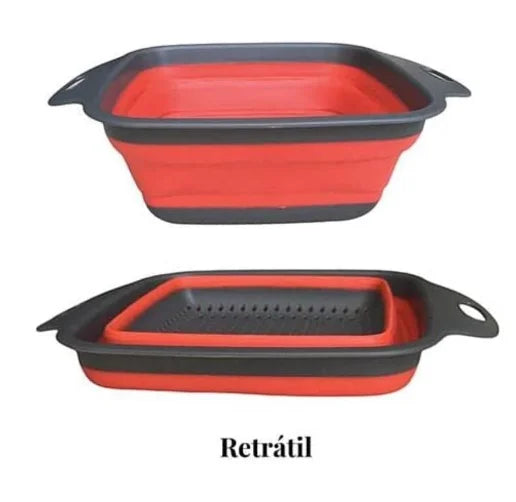 Square-Silicone Drainer Retractable Multipurpose Pasta Fruit Food
