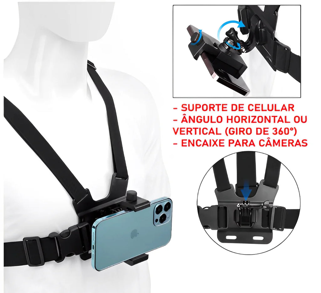 Adjustable Chest Holder for Mobile Phone and GoPro Camera on Chest for Motorcycle and Bike-Neverdie Store