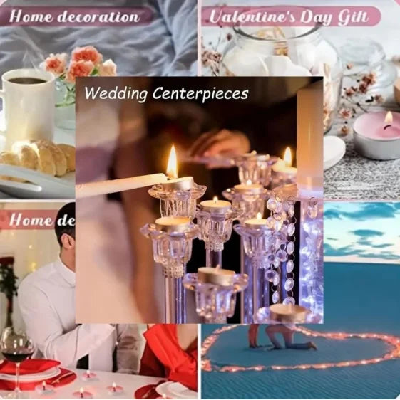50 Paraffin Chaud Candles With Bracket Decorative Valentine's Day Floating Wedding Aluminum