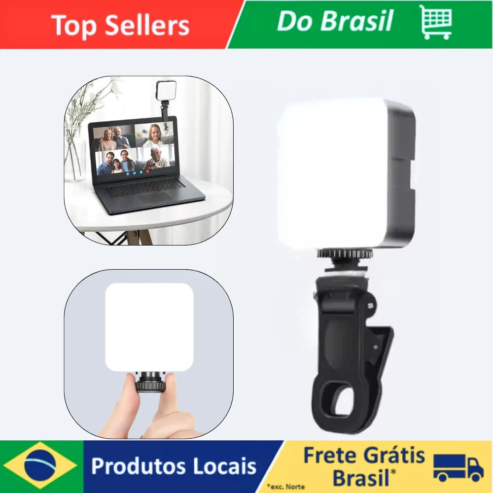 LED Selfie Light with White Shades | Clip for Mobile Phone and Notebook