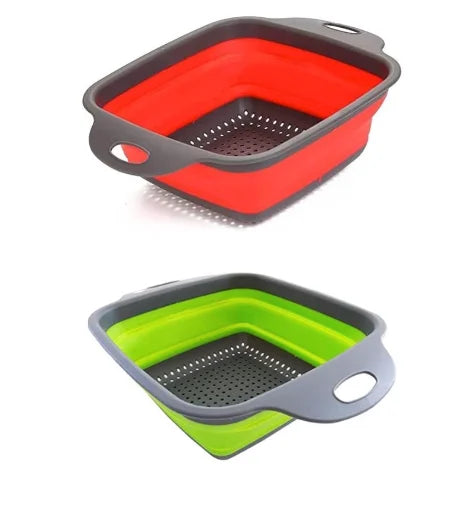 Square-Silicone Drainer Retractable Multipurpose Pasta Fruit Food