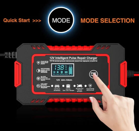 12V Smart Car Battery Charger with Digital Display Automatic Power Repair Puls - Neverdie Store