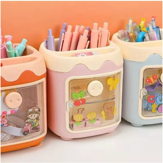 Cute Bear Pencil Holder Pen Table Organizer Multipurpose Decoration Box-Neverdie Store
