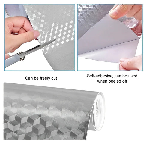 3D Aluminum Adhesive Waterproof Anti-Oil Wallpaper for Kitchen Cabinet and Stove Protector Bright-Neverdie Store