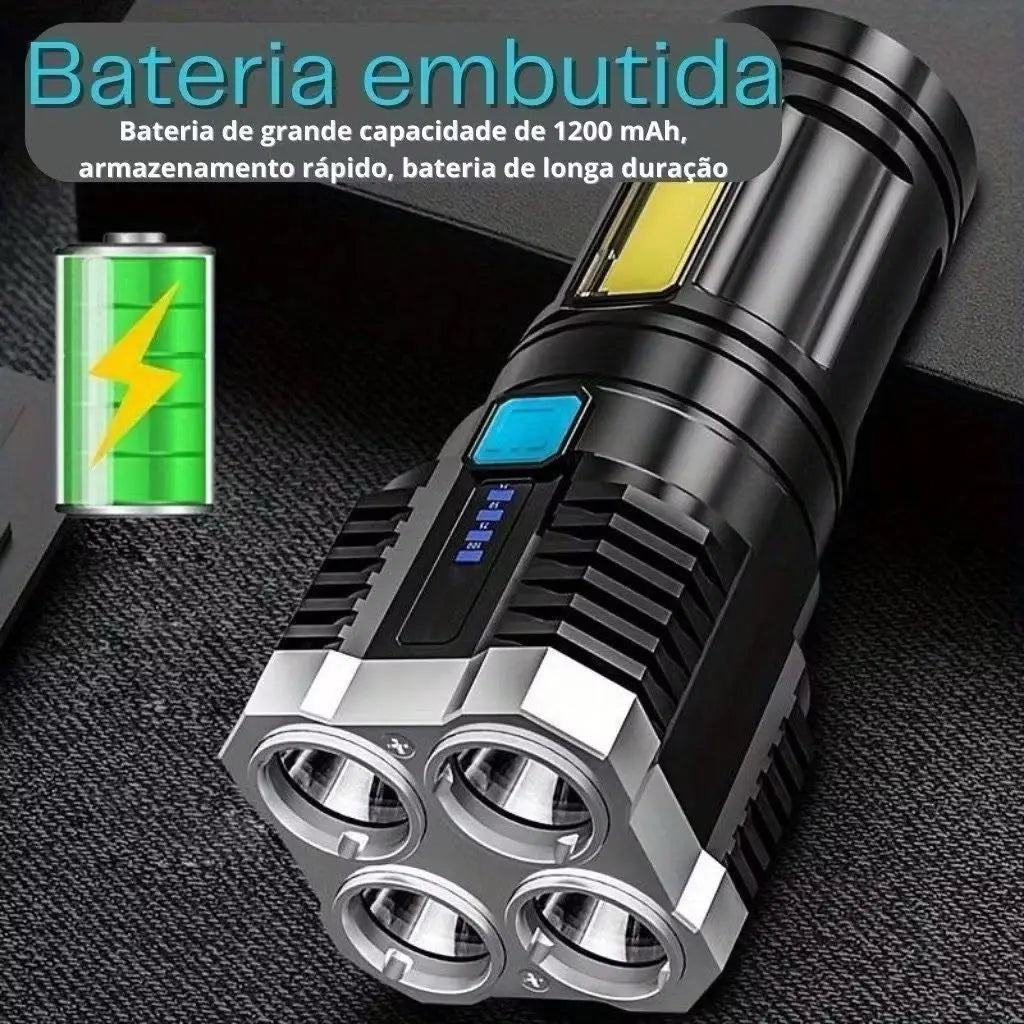 Lanterna Led Potente 1500m 4 Recarregável Usb Portátil Ultra Brilhante