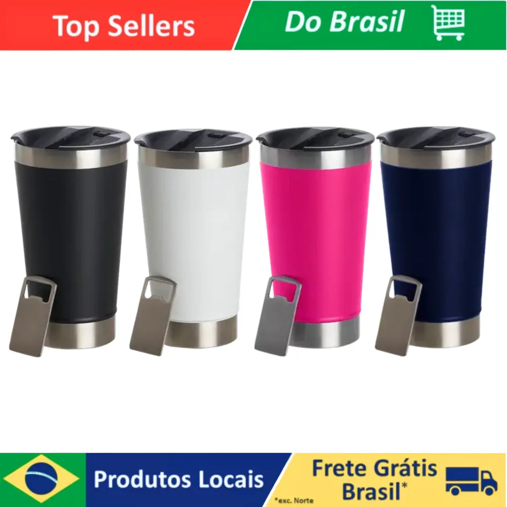 Copo Térmico  473ml Beba Gelado ou quente com Tampa e Abridor
