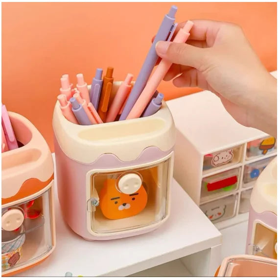 Cute Bear Pencil Holder Pen Table Organizer Multipurpose Decoration Box-Neverdie Store