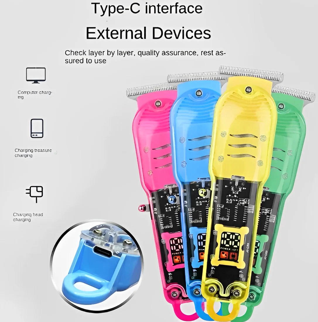 Professional Hair Cutting Machine Smart Lcd Electric Shaver Transparent Wireless-Neverdie Store