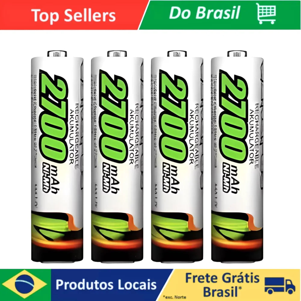 4 Batteries AAA Rechargeable Battery 2700 Mah Durable Cartela