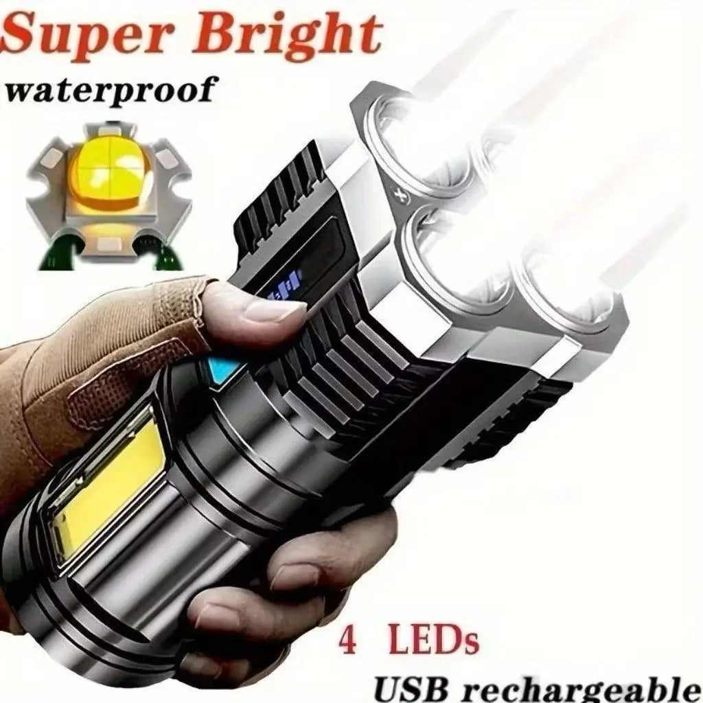Lanterna Led Potente 1500m 4 Recarregável Usb Portátil Ultra Brilhante
