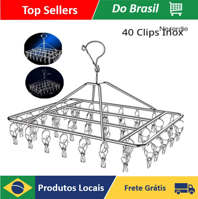 40 Clips Clothesline Inox Practical and Retractable Fasteners-Neverdie Store