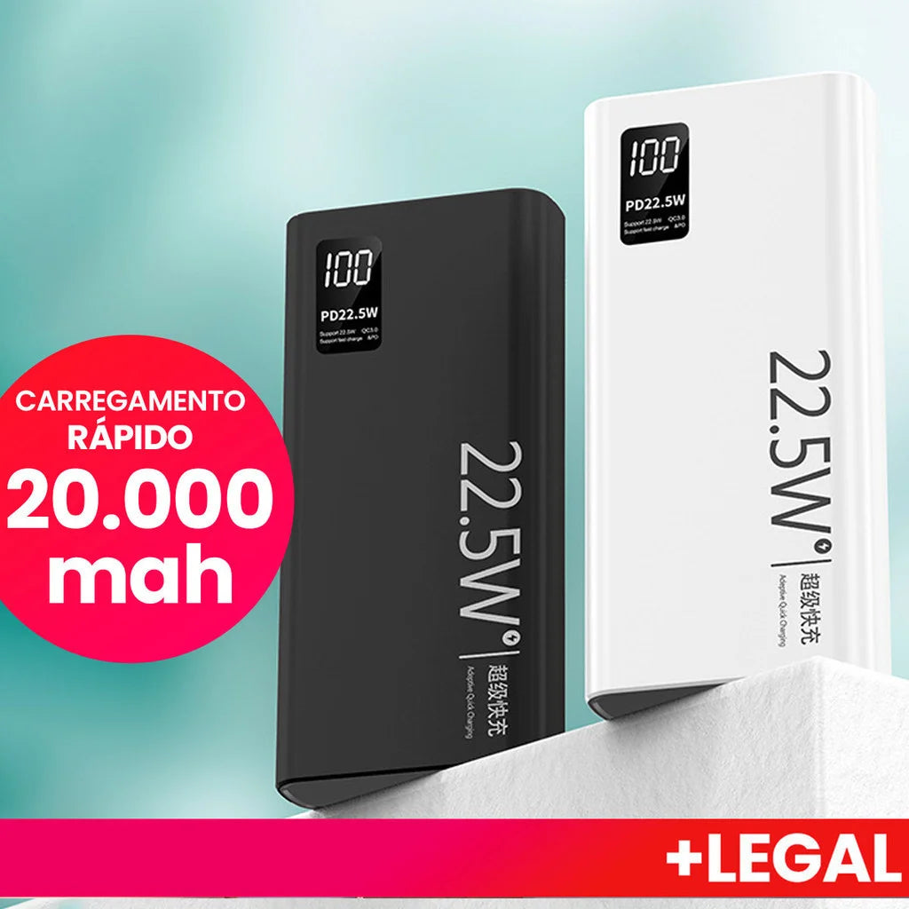 Carregador Portátil 20000mAh Alta Velocidade Tela Digital de Precisão Alta Capacidade para Viagens Longas