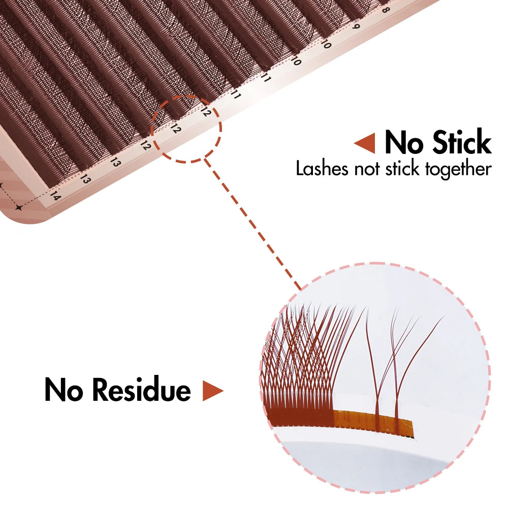Bella moça 10PCS BrownYY/3DW/4DW/5DW Lashes 0.07 D 814MM Brown fashion Lashes Soft Premade Volume Fans Lashes
