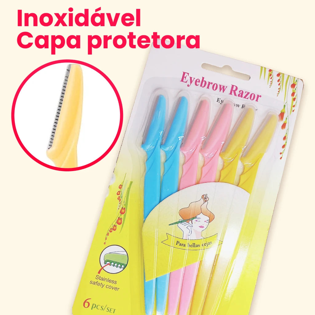 Kit Depilação Facial 18 Navalhas de Segurança com Lâmina de Aço Inox para Sobrancelhas e Áreas Sensíveis