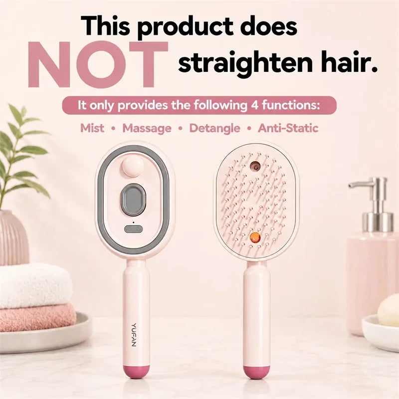 New Wet Electrics Hairbrush with Water Spray Rechargeable Steams Hair Straightener USB-C Charging for Both Long & Short Hairs