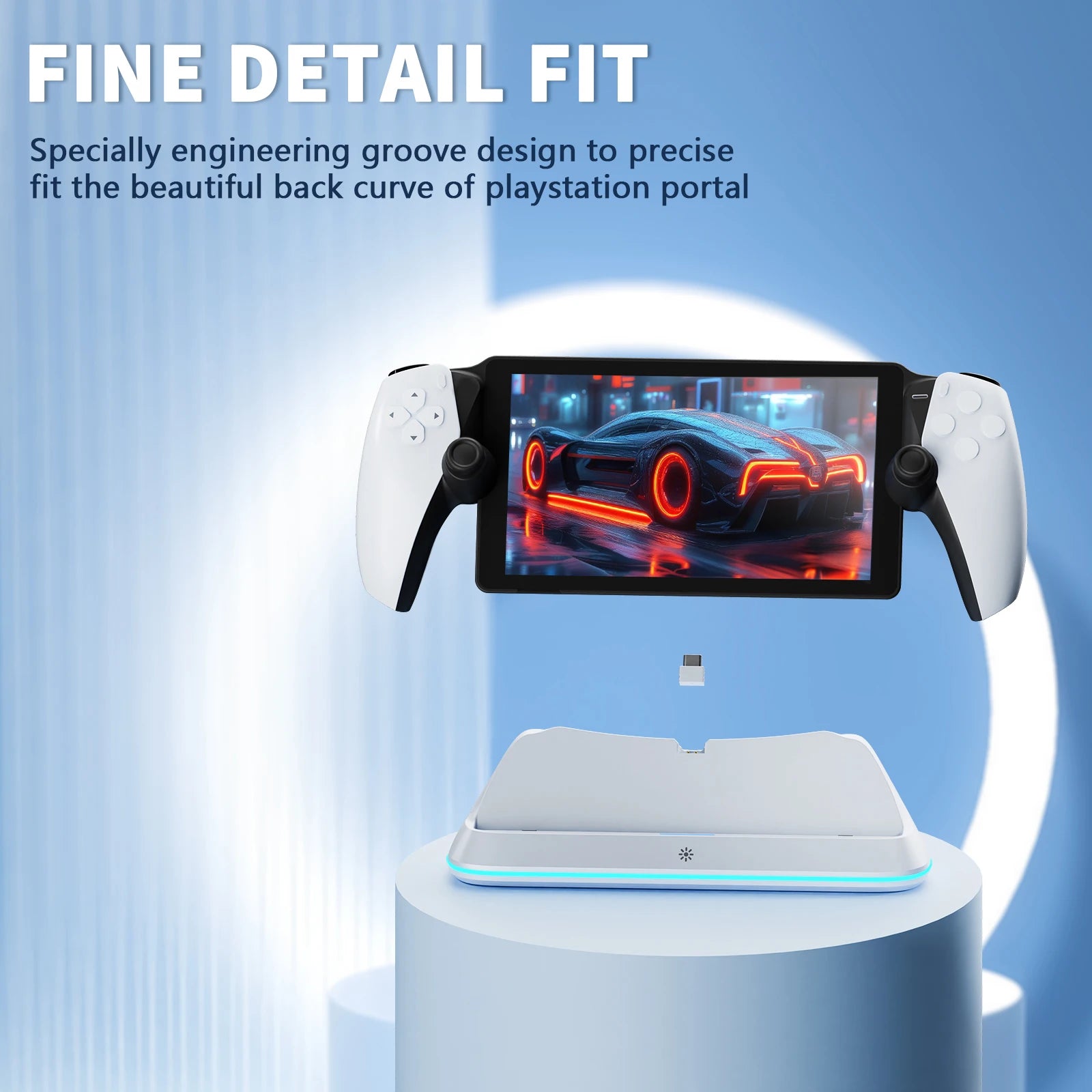 HONCAM Magnetic Connect Station for PlayStation Portal 7 RGB Light Modes Console Charger Stand W Tri-Protection Safety Charging