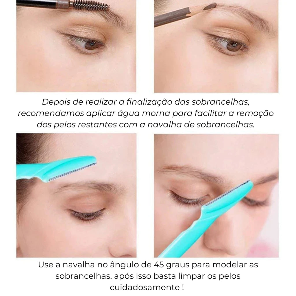 Kit Depilação Facial 18 Navalhas de Segurança com Lâmina de Aço Inox para Sobrancelhas e Áreas Sensíveis