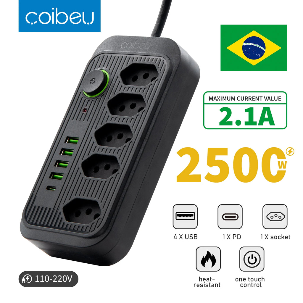 Extension Socket, Power Extension, USB Socket, Socket Line Filter, Regua Power Sockets, Electric Extension, 110-220V,10A
