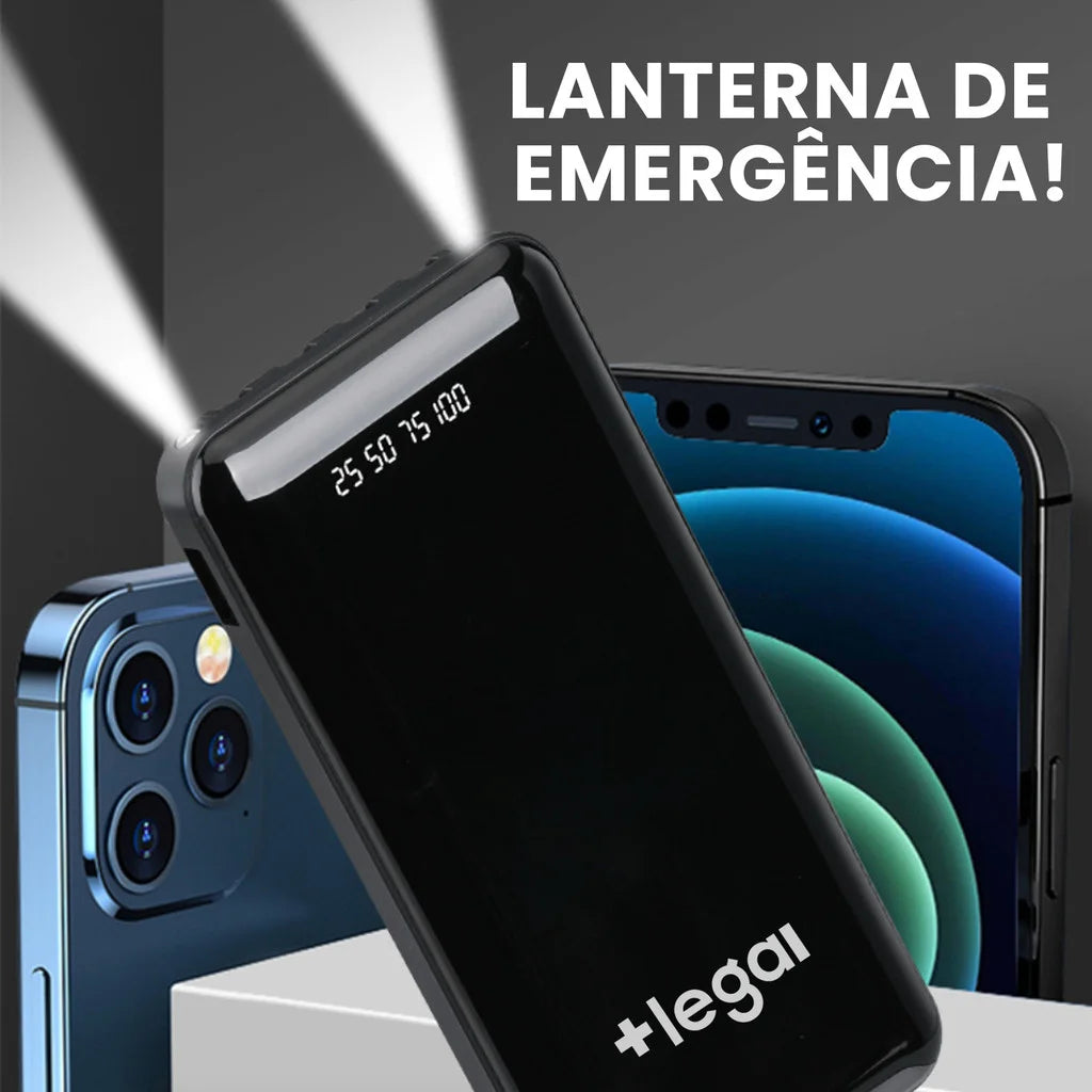 Carregador Portátil 20000mAh 4 Saídas USB Tela LED que Mostra Bateria Perfeito para Viagens Longas