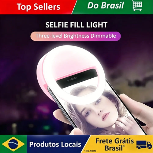 1pc USB Charge Cable LED Selfie Ring Light Adjustable Brightness Phone Camera Fill Light for iPhone Samsung Xiaomi Huawei