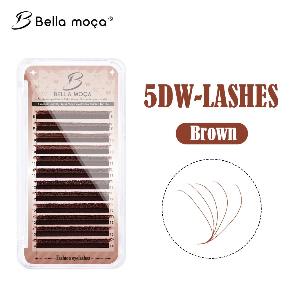 Bella moça 10PCS BrownYY/3DW/4DW/5DW Lashes 0.07 D 814MM Brown fashion Lashes Soft Premade Volume Fans Lashes
