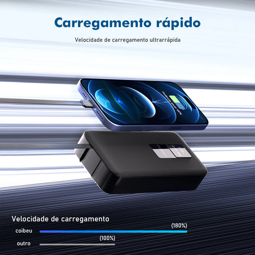 20000mAh Portable Power Bank Charger, Rechargeable Batteries, Portable Powerbank, TYPE-C, USB, Black, From Brazil