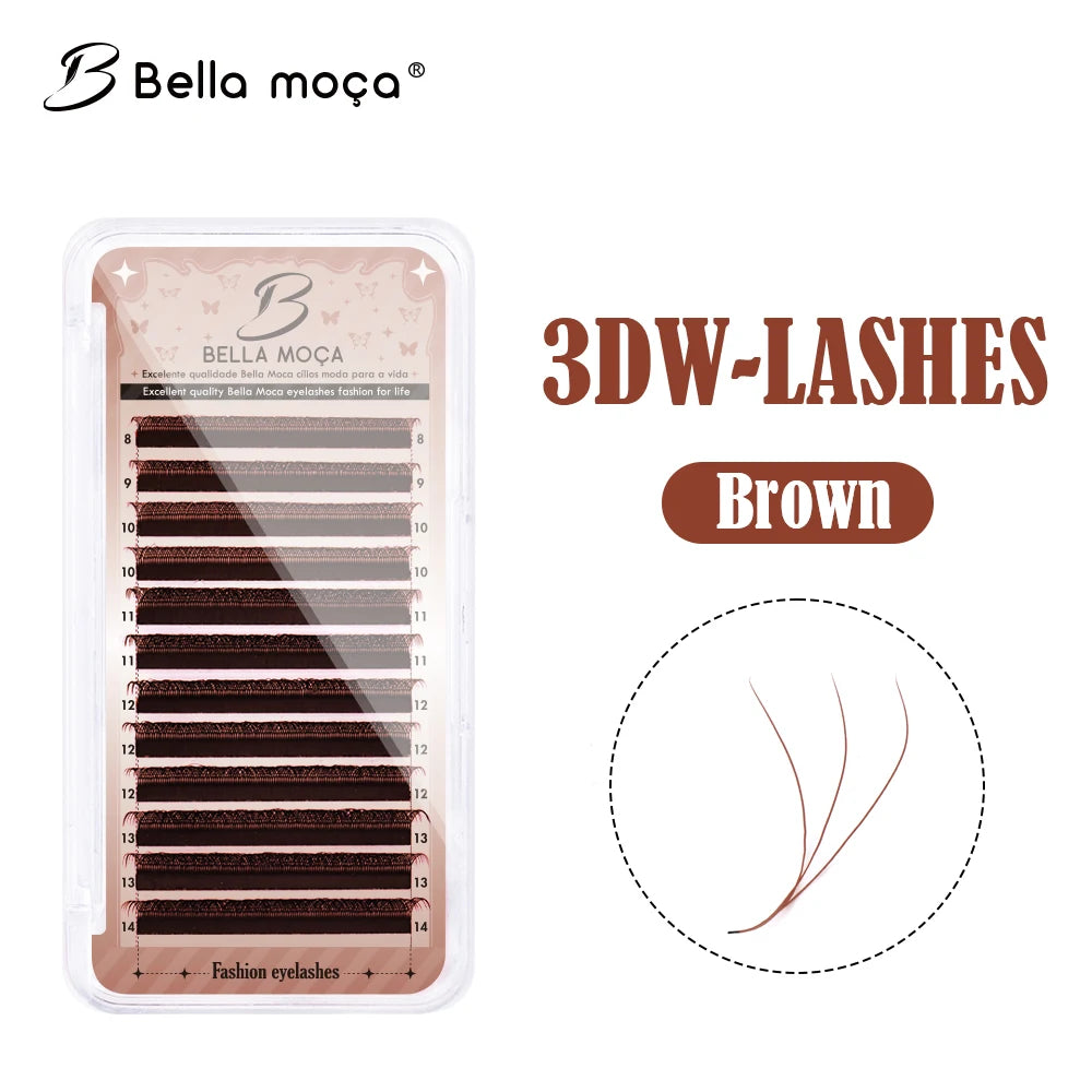Bella moça 10PCS BrownYY/3DW/4DW/5DW Lashes 0.07 D 814MM Brown fashion Lashes Soft Premade Volume Fans Lashes