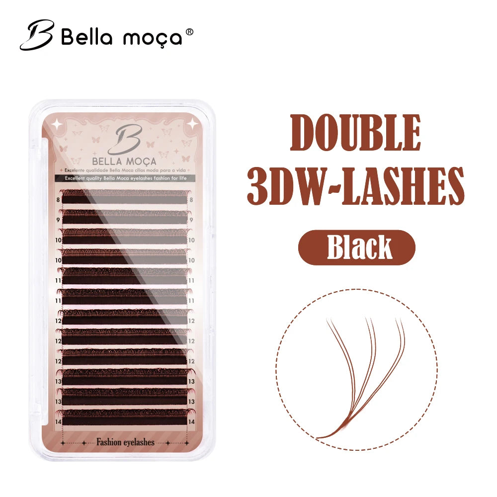 Bella moça 10PCS BrownYY/3DW/4DW/5DW Lashes 0.07 D 814MM Brown fashion Lashes Soft Premade Volume Fans Lashes