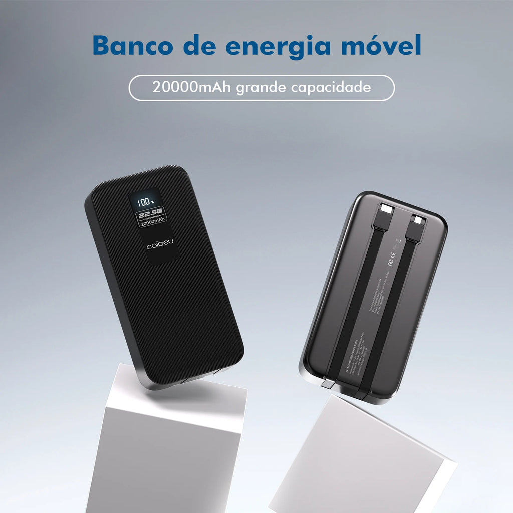 20000mAh Portable Power Bank Charger, Rechargeable Batteries, Portable Powerbank, TYPE-C, USB, Black, From Brazil