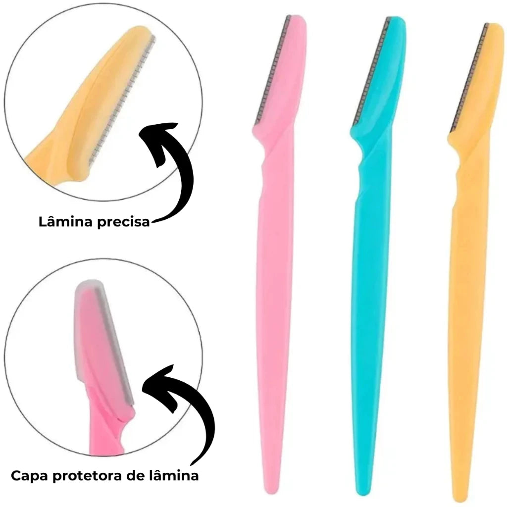 Kit Depilação Facial 18 Navalhas de Segurança com Lâmina de Aço Inox para Sobrancelhas e Áreas Sensíveis