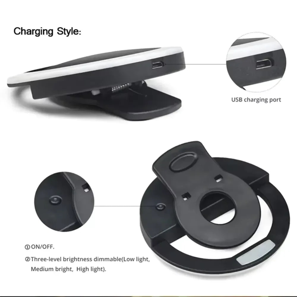 1pc USB Charge Cable LED Selfie Ring Light Adjustable Brightness Phone Camera Fill Light for iPhone Samsung Xiaomi Huawei