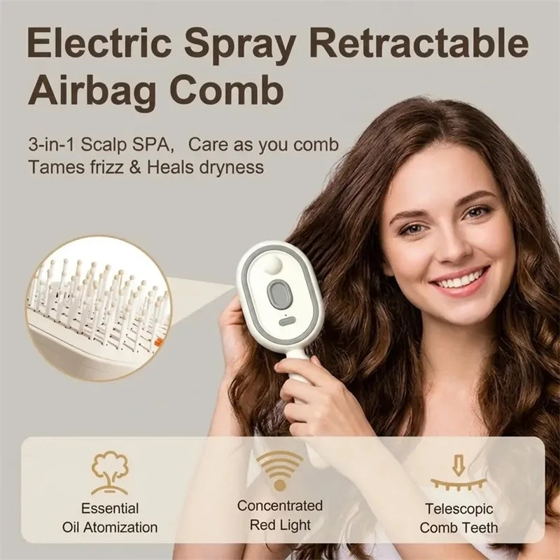 New Wet Electrics Hairbrush with Water Spray Rechargeable Steams Hair Straightener USB-C Charging for Both Long & Short Hairs
