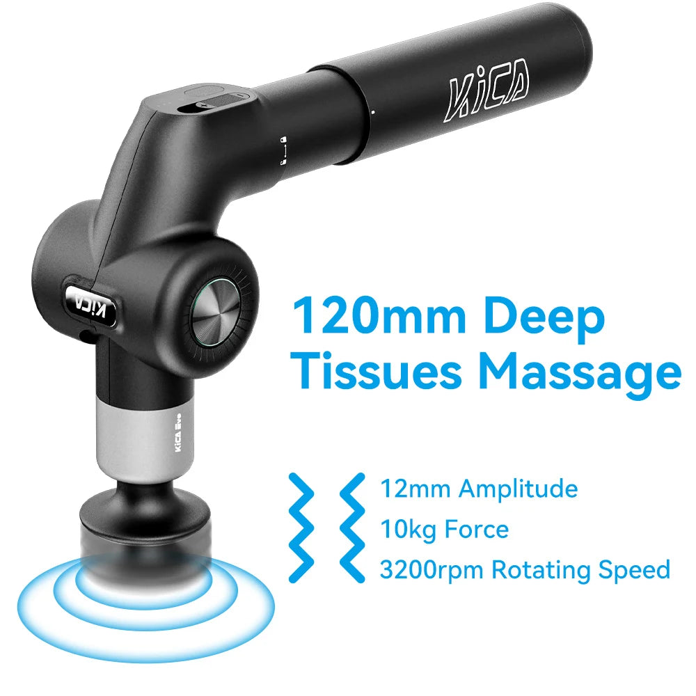 KiCA Evo Fascia Gun Portable Muscle Massage Gun 15kg 3 Gear 3200rpm with 6 Massage Heads 9cm Extension Rod Aluminum Alloy