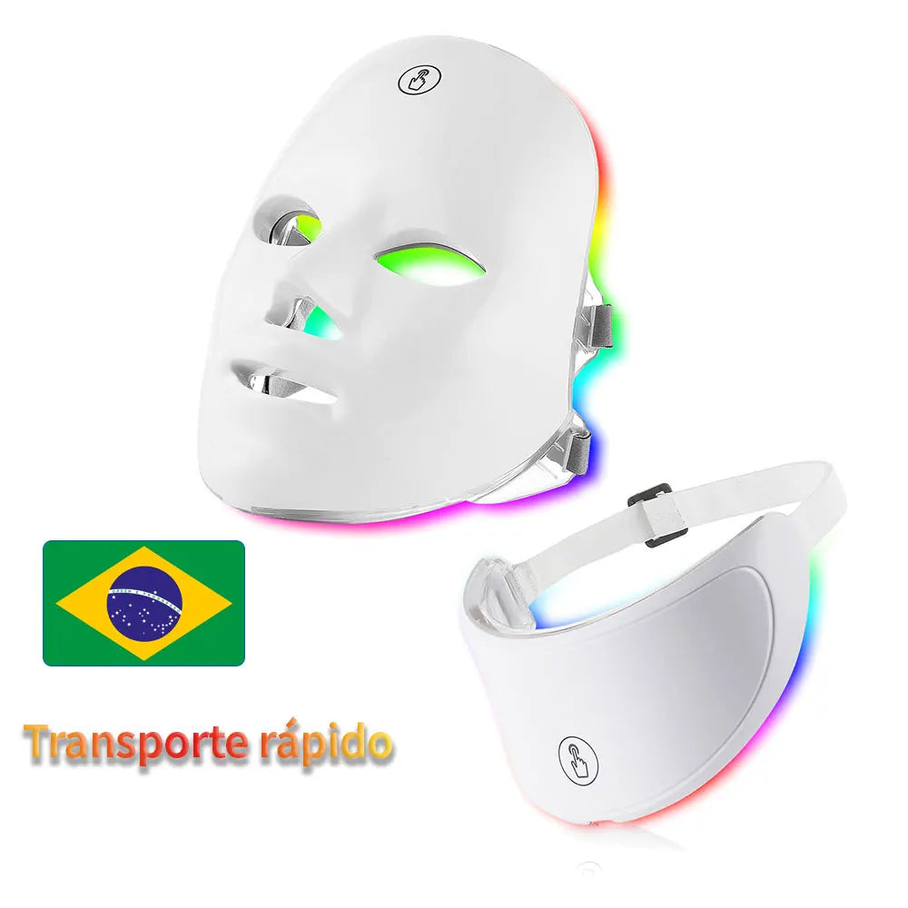 Face and Neck Beauty Machine LED Facial Mask Photon Neck Mask with 7 Colors Skin Care Massager