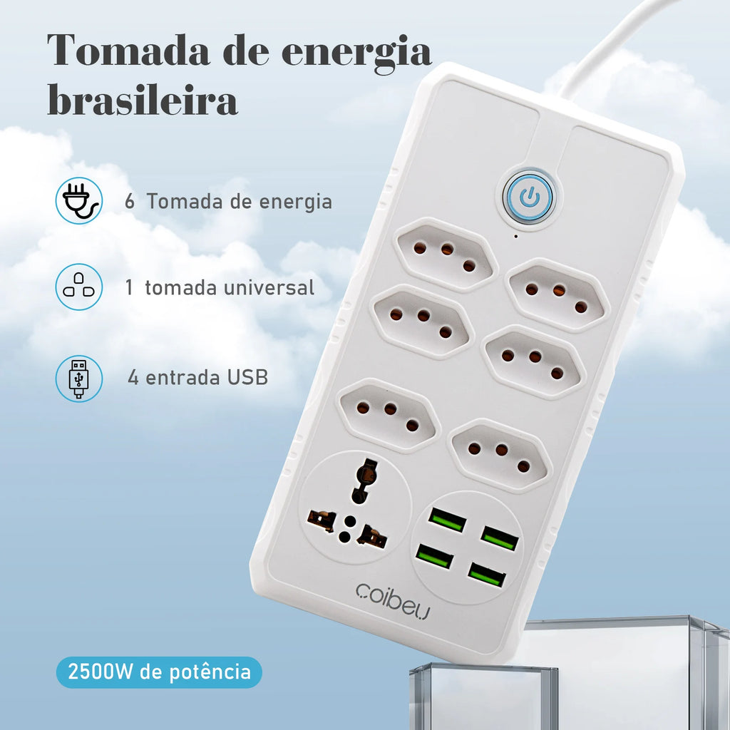 Extension Socket, Power Extension, USB Socket, Socket Line Filter, Regua Power Sockets, Electric Extension, 110-220V,10A