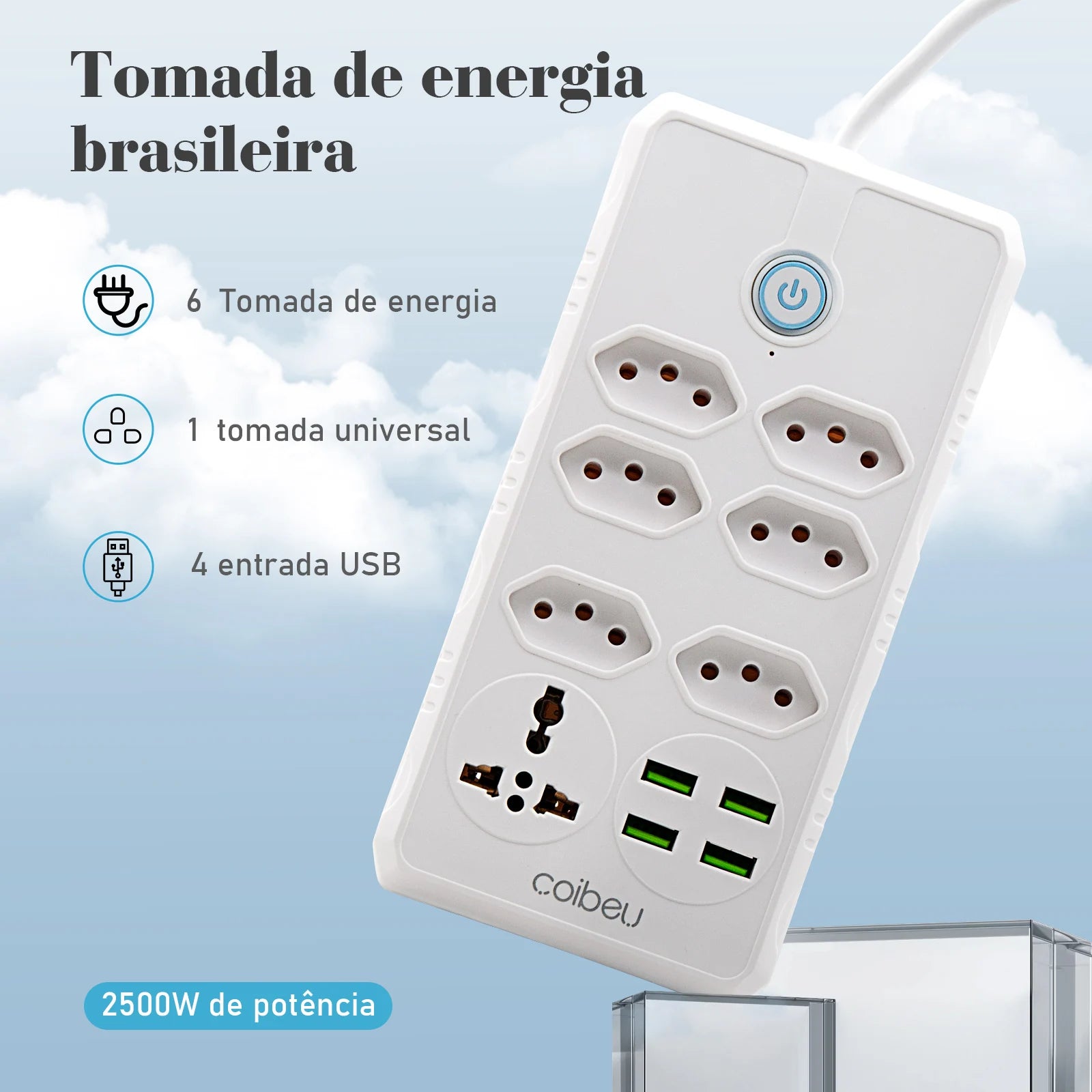 Extension Socket, Power Extension, USB Socket, Socket Line Filter, Regua Power Sockets, Electric Extension, 110-220V,10A
