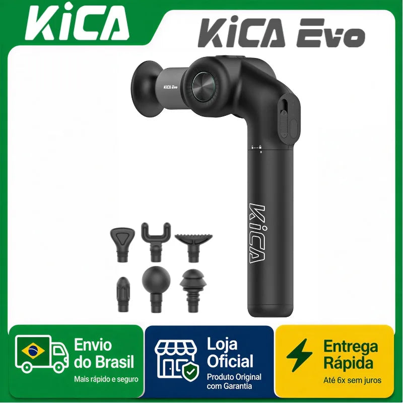 KiCA Evo Fascia Gun Portable Muscle Massage Gun 15kg 3 Gear 3200rpm with 6 Massage Heads 9cm Extension Rod Aluminum Alloy